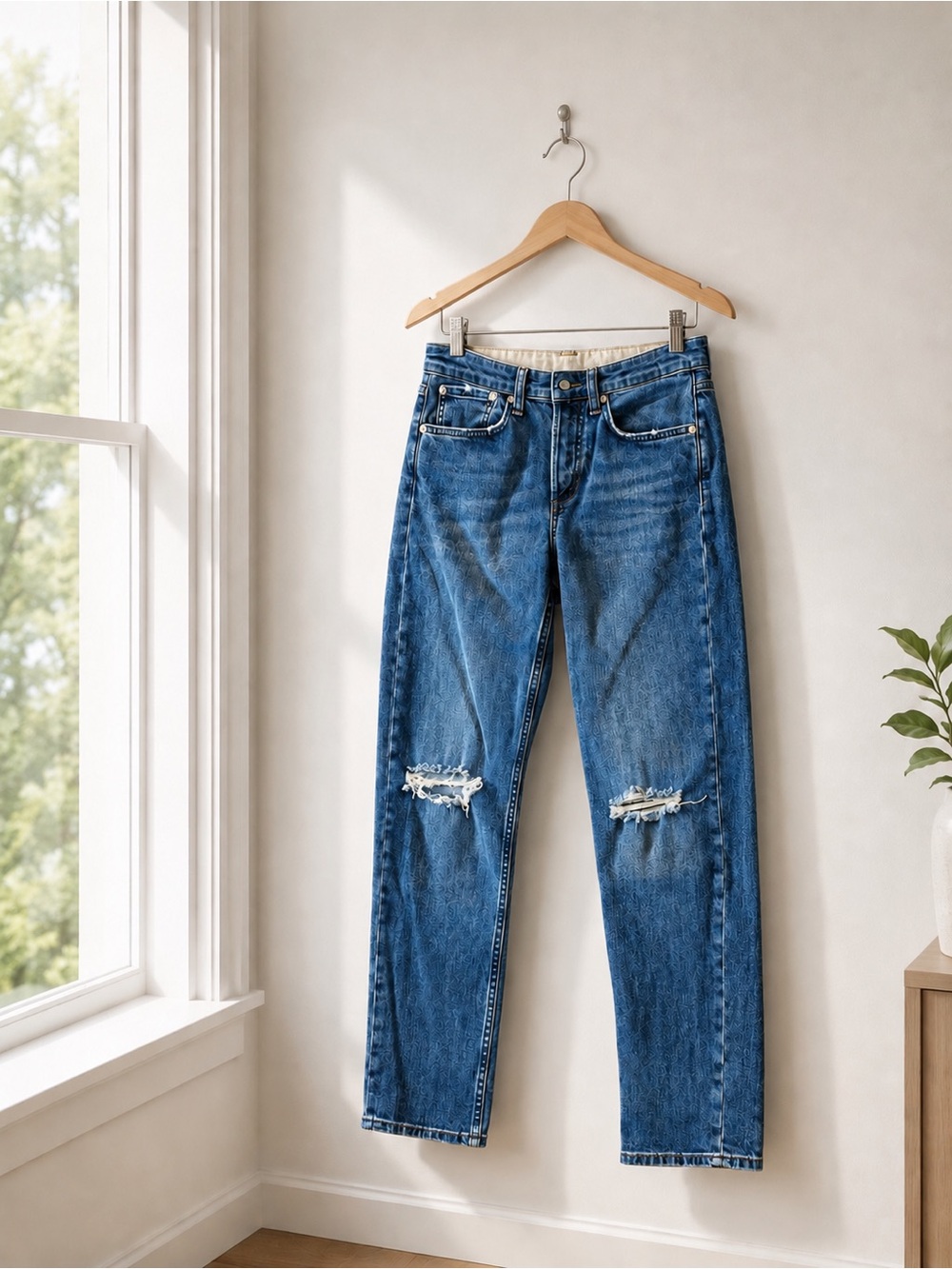 NWT rag & bone Emory Jeans Distressed Boyfriend Straight Leg w/ Button Fly 25